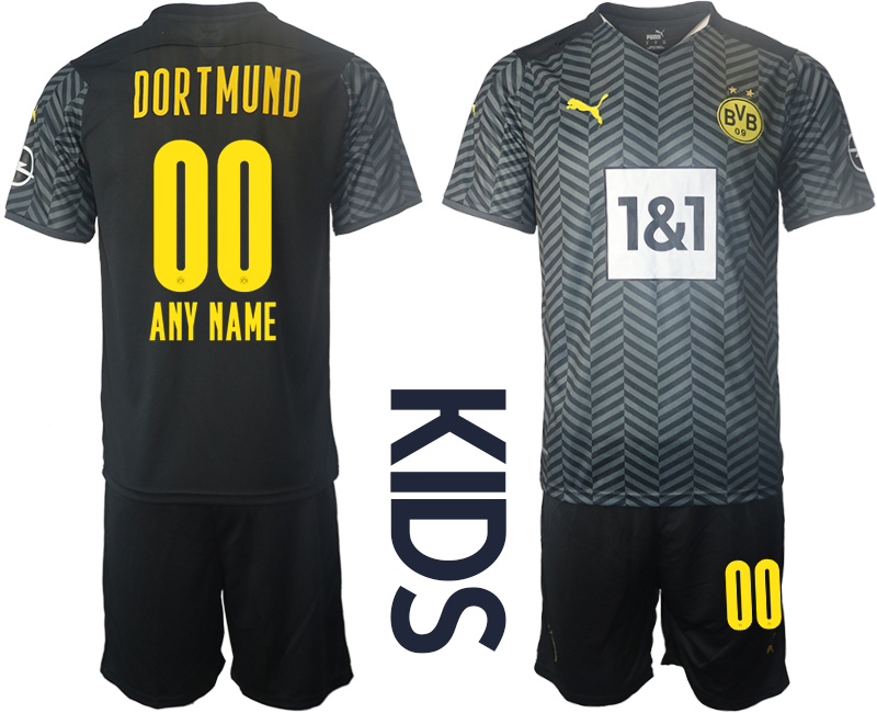 Youth 2021-2022 Club Borussia Dortmund away black customized Soccer Jersey->customized soccer jersey->Custom Jersey